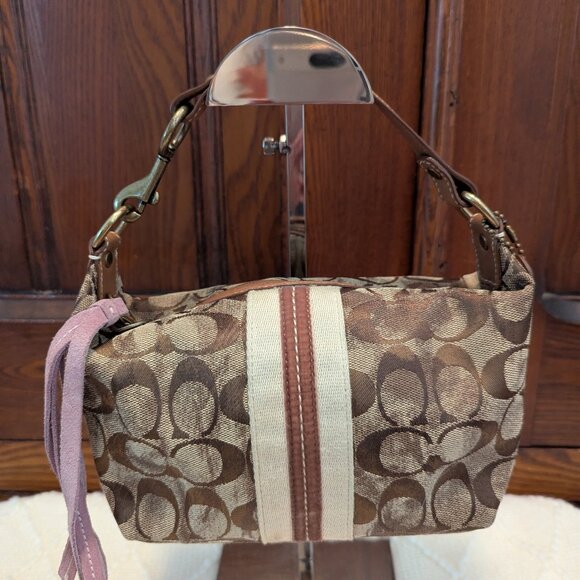 Coach Y2K Mini Bag Brown Signature w/ Brown Suede, Brown Leather B06K-40002 - Picture 1 of 11
